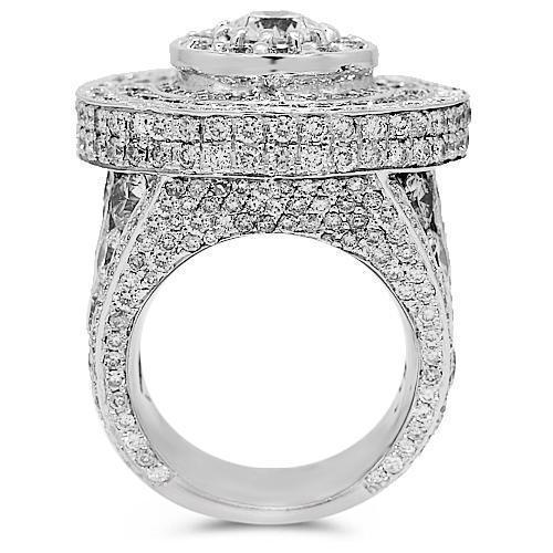 14K Solid White Gold Mens Diamond Pinky Ring 14.78 Ctw