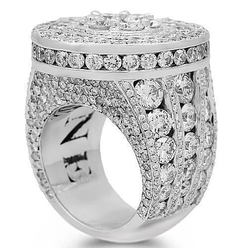 14K Solid White Gold Mens Diamond Pinky Ring 15.90 Ctw
