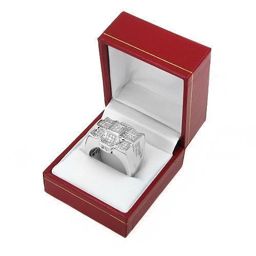 14K Solid White Gold Mens Diamond Ring 3.31 Ctw