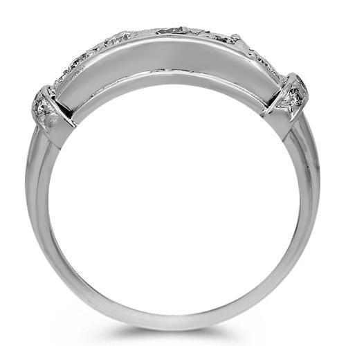 14K Solid White Gold Mens Diamond Wedding Band 0.50 Ctw