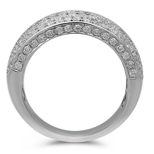 14K Solid White Gold Mens Diamond Wedding Band 3.08 Ctw