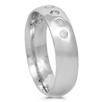 Thumbnail for 14K Solid White Gold Mens Diamond Wedding Ring Band 0.50 Ctw