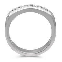 Thumbnail for 14K Solid White Gold Mens Diamond Wedding Ring Band 1.15 Ctw