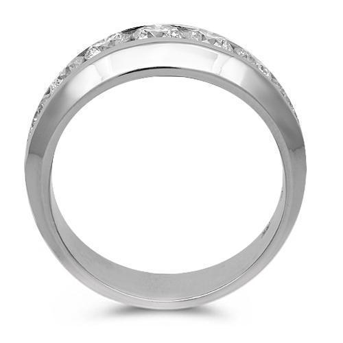 14K Solid White Gold Mens Diamond Wedding Ring Band 2.50 Ctw