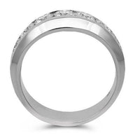 Thumbnail for 14K Solid White Gold Mens Diamond Wedding Ring Band 2.50 Ctw
