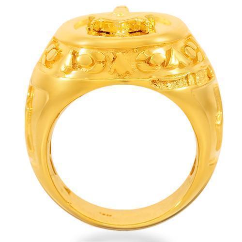 14K Solid White Gold Mens Ring