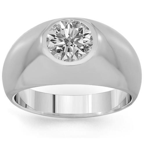 14K Solid White Gold Mens Solitaire Clarity Enhanced Diamond Ring 1.00 Ctw