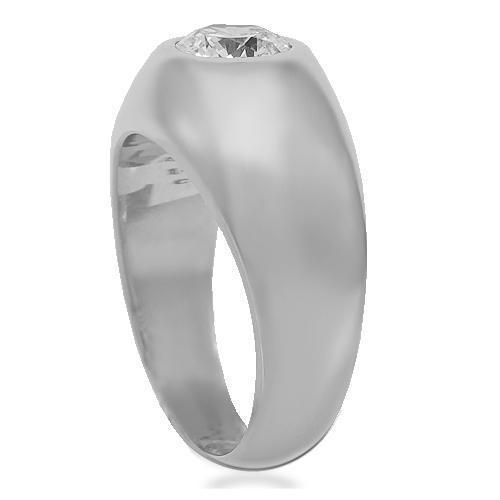 14K Solid White Gold Mens Solitaire Clarity Enhanced Diamond Ring 1.00 Ctw