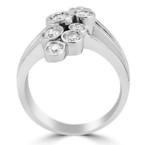 14K Solid White Gold Womens Diamond Cocktail Ring 0.79 Ctw