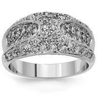 Thumbnail for 14K Solid White Gold Womens Diamond Cocktail Ring 1.00 Ctw