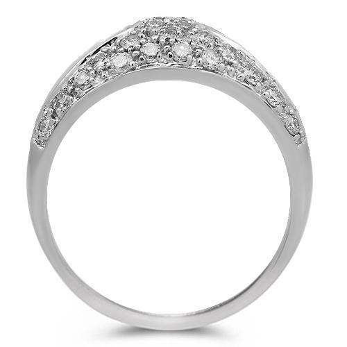 14K Solid White Gold Womens Diamond Cocktail Ring 1.00 Ctw