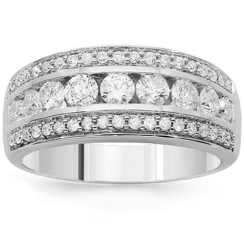 14K Solid White Gold Womens Diamond Cocktail Ring 1.02 Ctw
