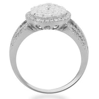 Thumbnail for 14K Solid White Gold Womens Diamond Cocktail Ring 1.36 Ctw