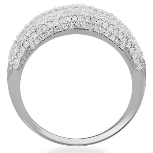 14K Solid White Gold Womens Diamond Cocktail Ring 1.45 Ctw