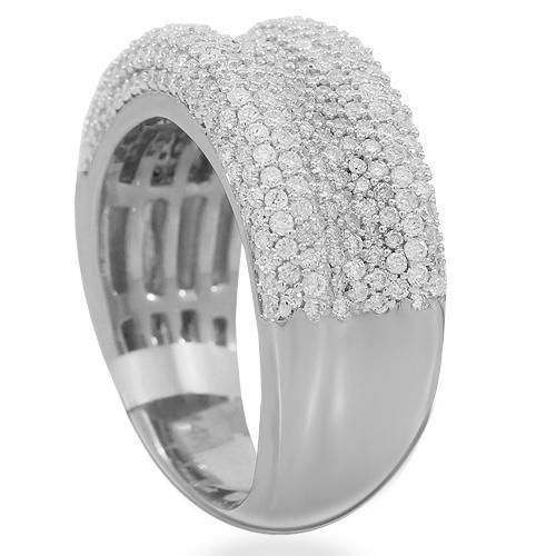 14K Solid White Gold Womens Diamond Cocktail Ring 1.45 Ctw