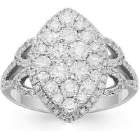 Thumbnail for 14K Solid White Gold Womens Diamond Cocktail Ring 1.48 Ctw