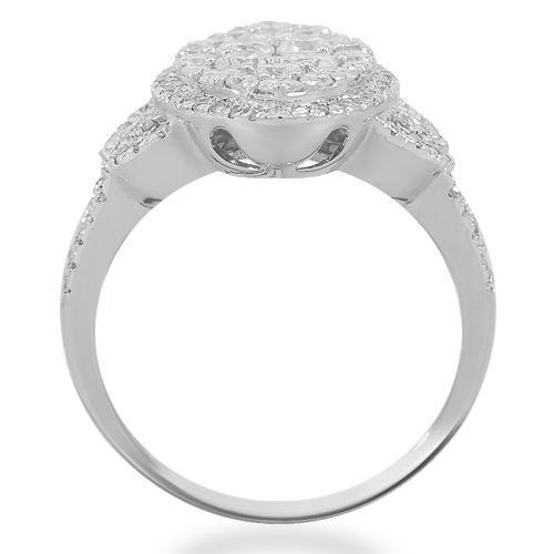 14K Solid White Gold Womens Diamond Cocktail Ring 1.48 Ctw