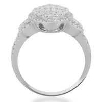 Thumbnail for 14K Solid White Gold Womens Diamond Cocktail Ring 1.48 Ctw