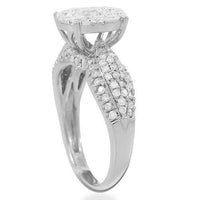 Thumbnail for 14K Solid White Gold Womens Diamond Cocktail Ring 1.49 Ctw