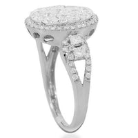 Thumbnail for 14K Solid White Gold Womens Diamond Cocktail Ring 1.87 Ctw