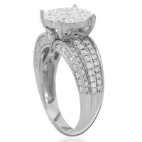 Thumbnail for 14K Solid White Gold Womens Diamond Cocktail Ring 1.91 Ctw