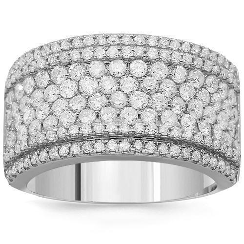 14K Solid White Gold Womens Diamond Cocktail Ring 1.92 Ctw