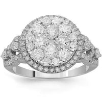Thumbnail for 14K Solid White Gold Womens Diamond Cocktail Ring 2.01 Ctw