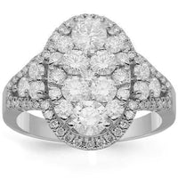 Thumbnail for 14K Solid White Gold Womens Diamond Cocktail Ring 2.08 Ctw