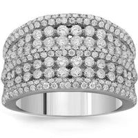 Thumbnail for 14K Solid White Gold Womens Diamond Cocktail Ring 2.10 Ctw