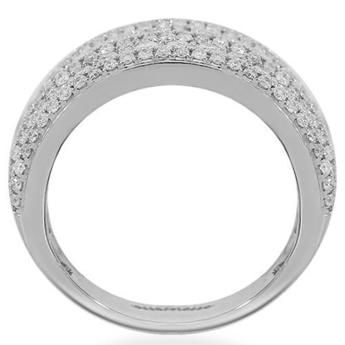 14K Solid White Gold Womens Diamond Cocktail Ring 2.10 Ctw