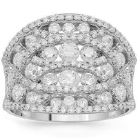 Thumbnail for 14K Solid White Gold Womens Diamond Cocktail Ring 2.20 Ctw