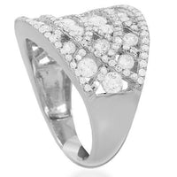 Thumbnail for 14K Solid White Gold Womens Diamond Cocktail Ring 2.20 Ctw