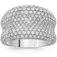 Thumbnail for 14K Solid White Gold Womens Diamond Cocktail Ring 2.39 Ctw
