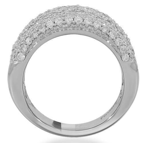 14K Solid White Gold Womens Diamond Cocktail Ring 2.39 Ctw