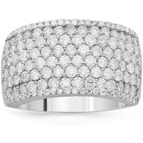 14K Solid White Gold Womens Diamond Cocktail Ring 2.58 Ctw