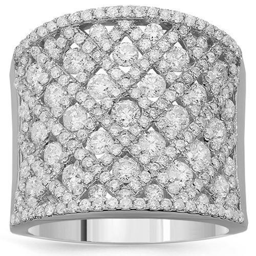 14K Solid White Gold Womens Diamond Cocktail Ring 2.79 Ctw