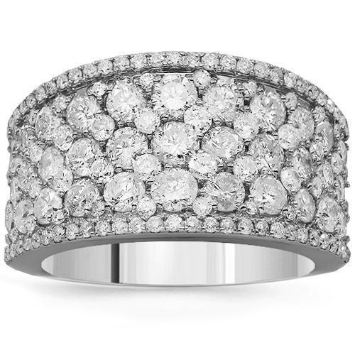 14K Solid White Gold Womens Diamond Cocktail Ring 3.25 Ctw