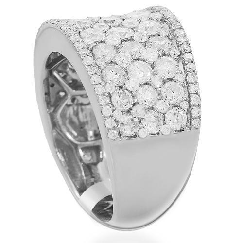 14K Solid White Gold Womens Diamond Cocktail Ring 3.25 Ctw