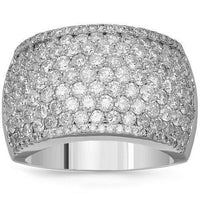 Thumbnail for 14K Solid White Gold Womens Diamond Cocktail Ring 3.68 Ctw
