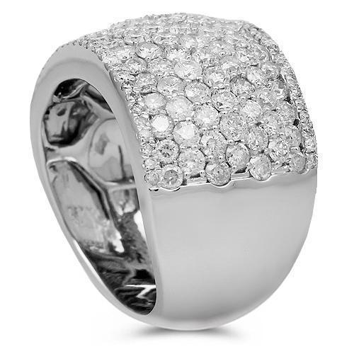 14K Solid White Gold Womens Diamond Cocktail Ring 3.68 Ctw