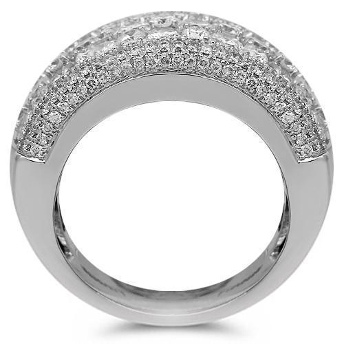 14K Solid White Gold Womens Diamond Cocktail Ring 4.18 Ctw