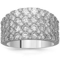 Thumbnail for 14K Solid White Gold Womens Diamond Cocktail Ring 4.44 Ctw