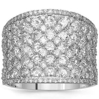 Thumbnail for 14K Solid White Gold Womens Diamond Cocktail Ring 5.38 Ctw