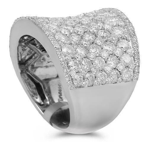 14K Solid White Gold Womens Diamond Cocktail Ring 5.38 Ctw