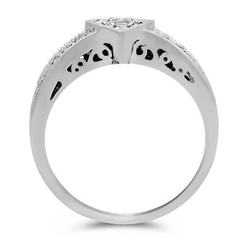 14K Solid White Gold Womens Diamond Heart Ring 0.39 Ctw