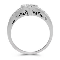 Thumbnail for 14K Solid White Gold Womens Diamond Heart Ring 0.39 Ctw