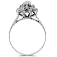 Thumbnail for 14K Solid White Gold Womens Diamond Ring 0.55 Ctw