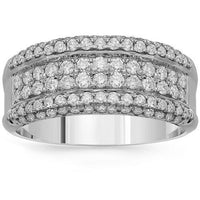 Thumbnail for 14K Solid White Gold Womens Diamond Ring 0.98 Ctw