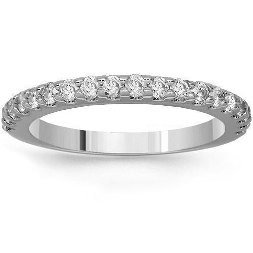 14K Solid White Gold Womens Diamond Wedding Ring Band 0.53 Ctw