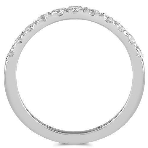 14K Solid White Gold Womens Diamond Wedding Ring Band 0.59 Ctw